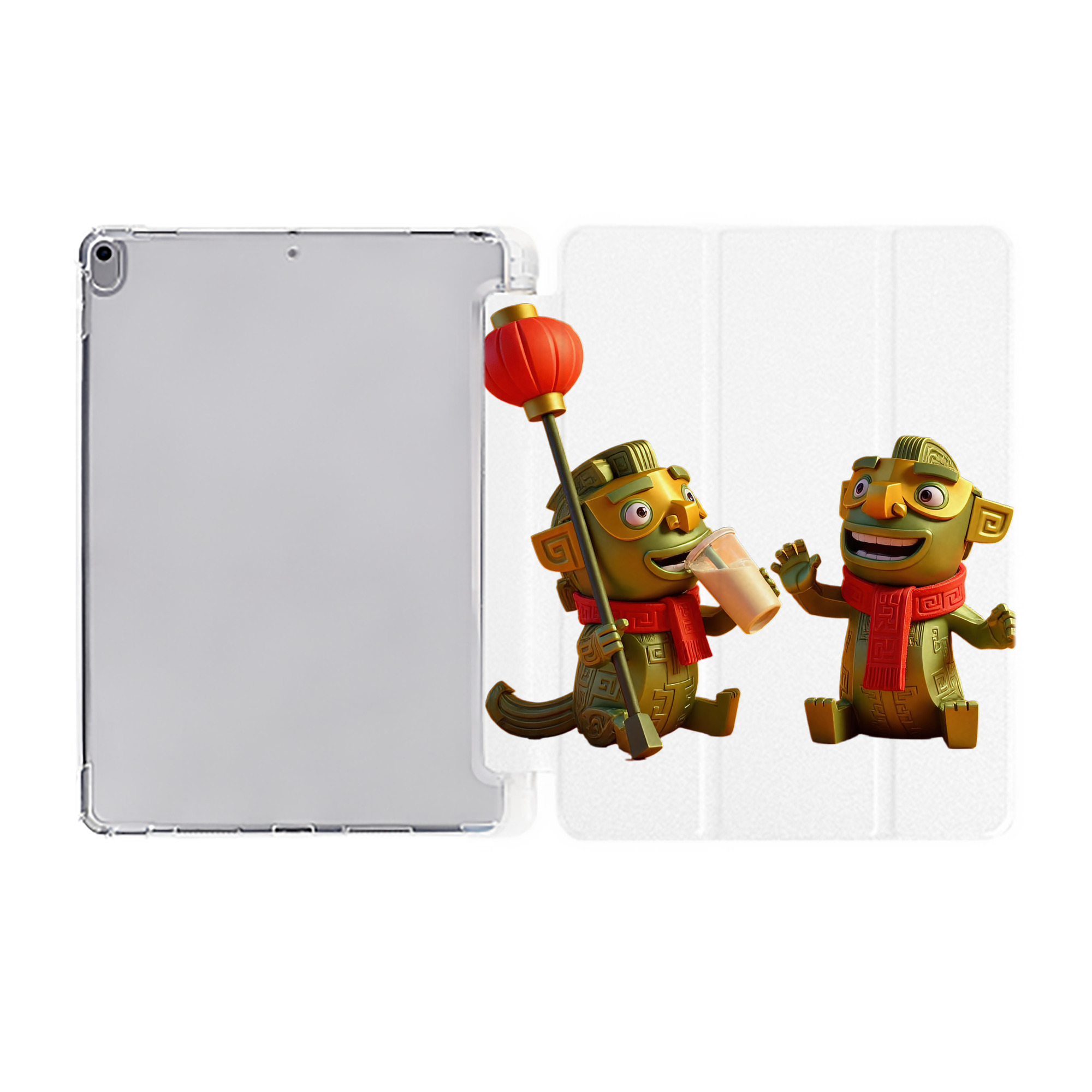 Ne Zha 2 ナタ 魔童の大暴れ IPad ケース ペン収納付き 三つ折りスタンド PUレザー×シリコン 対応機種9.5/10.5/10.9インチ
